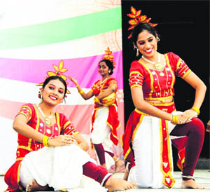 Students of LPU perform at the opening ceremony of the three-day National Open Fest- Youth Vibe 2013 on the university campus near Jalandhar on Monday. 