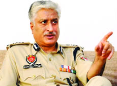 DGP Sumedh Saini in Jalandhar on Monday. 
