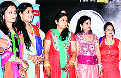 Married women walk the ramp during the Mrs Karva Chauth modelling competition in Amritsar on Tuesday