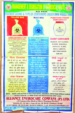 A poster on the management and segregation of bio-medical waste on display at a health facility in Chandigarh.