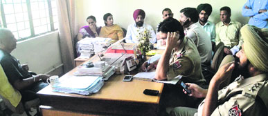 Police investigates the abduction case at Guru Nanak Dev University College, Ladhewali, in Jalandhar on Tuesday.