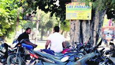 A parking lot on the Ferozepur Road. The rate list does not mention the parking charges properly.