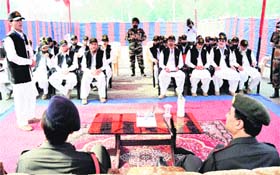 Panchayat members from Jammu and Kashmir meet Army officials in Amritsar on Wednesday