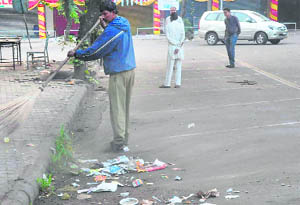 Only one of the 43 safai karamcharis was present at Sector 19-C, Chandigarh, at 7.15 am on Wednesday. 