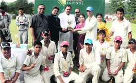 Sai Grace School team that won the R K Aggarwal Memorial Inter-School T-20 Tournament held at Doon Global School in Dehradun on Wednesday.