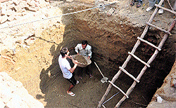 An underground water reservoir being converted into a cellar in Pindi Charakan Kalan village along the international border
