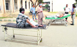 Neglected patients outside the Rajindra Hospital in Patiala on Wednesday. 