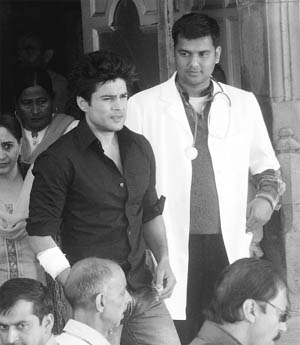 Rajiv Khandelwal during the shoot of the film Samrat and Company in Shimla on Thursday. 