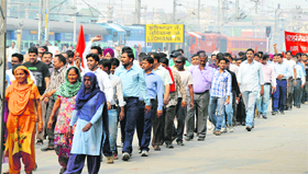 Activists of the Northern Railwaymen Union took out a protest rally to press for their demands in Ludhiana on Thursday.
