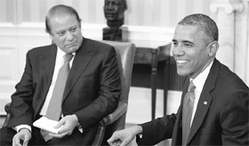 US President Barack Obama and Pakistani PM Nawaz Sharif (L) in Washington, DC, on Wednesday.