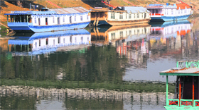 A house boat in the Jhelum in Srinagar on Friday.
