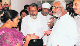 Health and Family Welfare Minister Surjit Kumar Jyani during his visit to Lord Mahavir Civil Hospital in Ludhiana on Friday.