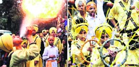 Sikh youths perform gatka in Amritsar
