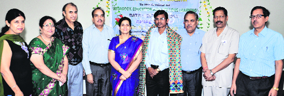 The dignitaries who participated in the seminar at RBDAV Senior Secondary School, Bathinda. A Tribune photograph