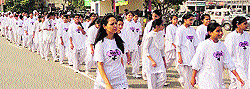 Residents participate in the cancer awareness walkathon in Ropar on Saturday