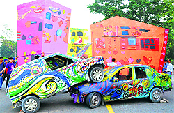 An art work displayed at the Chandigarh Street Art Festival in Chandigarh on Saturday