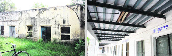 Unsafe sections of the building of Government Secondary School, Bara Pind. 
