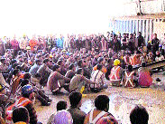 Workers protest at the north portal at Nashri in Batote on Saturday. 