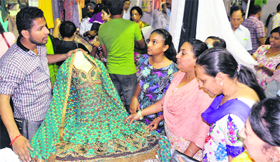 A garment stall set up by artisans from Pakistan at the CII fair in Sector 17, Chandigarh, on Sunday.