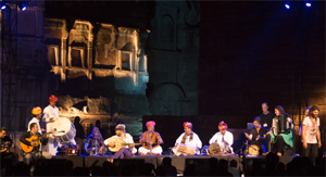 A unique musical dialogue between participating artistes of Jodhpur RIFF, conducted by Cedric Leonardi (extreme right) on the concluding day.