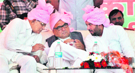 Chief Minister Bhupinder Singh Hooda during a rally in Faridabad on Sunday.