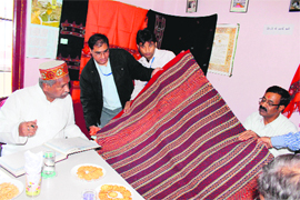 Union Textile Minister KS Rao visits a training centre in Kullu on Saturday.