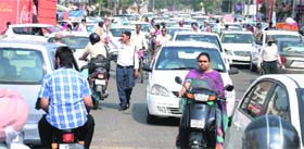 With Diwali round the corner, traffic jams are a common site in Ludhiana