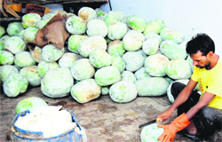 A cook prepares petha at a shop in the Petha Bazaar in Amritsar. Photo: Sameer Sehgal 