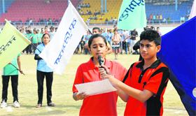 students take part in the oath-taking ceremony during the inauguration of the games.