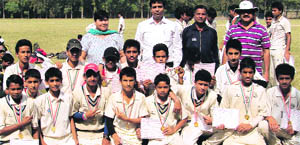 Members of the winning team strike a pose in Patiala.  