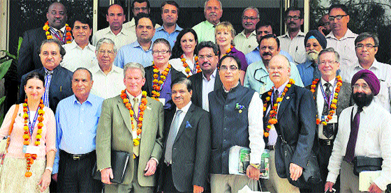 A business delegation from the US with indutrialists in Fatehabad. Tribune photo: Sayeed Ahmed 
