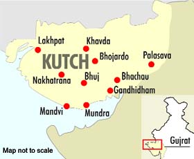 The map shows concentration of Punjabi farmers in Kutch