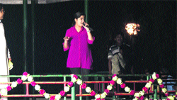 A participant performs at a musical programme at Rose Garden in Ludhiana on Sunday night.