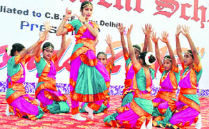 Students of Different Convent School present a cultural item during a function in Bathinda on Tuesday.