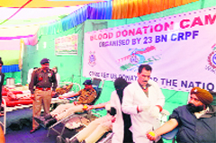 A medical camp organised by the CRPF in Srinagar on Tuesday. A Tribune photograph 