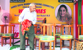 Rock Garden creator Nek Chand at a function in Ludhiana on Tuesday.