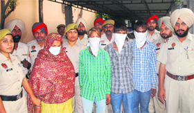 Members of a gang of thieves in police custody in Ludhiana on Tuesday.