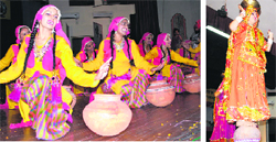 Students perform during the inter-zonal youth festival (final) at the GNDU in Amritsar on Wednesday. Tribune photos