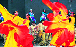 Students perform during the annual function at Vivek High School in Sector 38, Chandigarh, on Wednesday
