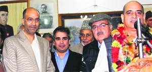 Shiban Dudha addresses a gathering in Jammu on Thursday.  