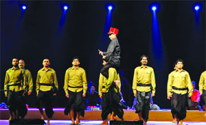 Artistes stage the play 1857 ki kahani Haryana ki zubani at Haryana Raj Bhawan in Chandigarh on Friday.