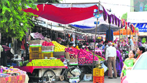 Encroachments at the Sector 7 market in Panchkula.