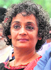 Arundhati Roy at Desh Bhagat Yaadgaar Hall in Jalandhar  on Friday. A Tribune photograph