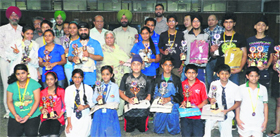 Winners of the Prithipal Singh Memorial Ludhiana District Table Tennis Championship at the PAU in Ludhiana on Friday.