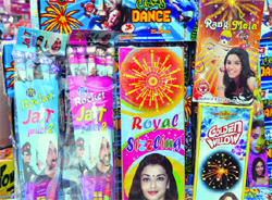 Crackers with photos of Punjabi film stars