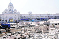 The entrance plaza under construction in Amritsar. A Tribune photograph