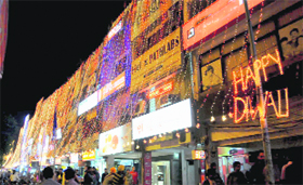 The lit-up markets of Sector 22 in Chandigarh. 