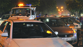 Vehicles stuck in a traffic jam at Sector 22.