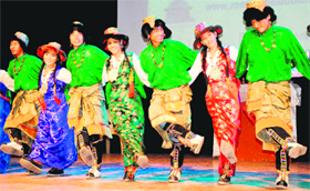 Artistes perform at the Asian Culture Show held at Tagore Theatre in Sector 18, Chandigarh, on Saturday.