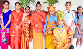 Students stage the return of Lord Rama from exile at Lawrence School in Mohali.